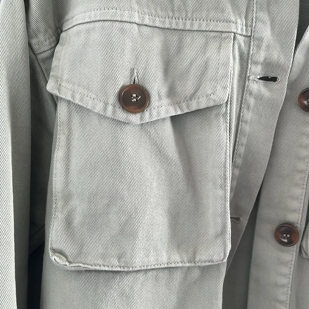 Pull&Bear women’s XS green twill buttoned jacket, light wear, great for spring! - Picture 4 of 5